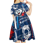 Geelong Cats Kid Short Sleeve Dress Mascot Cartoon Football Illustration Style