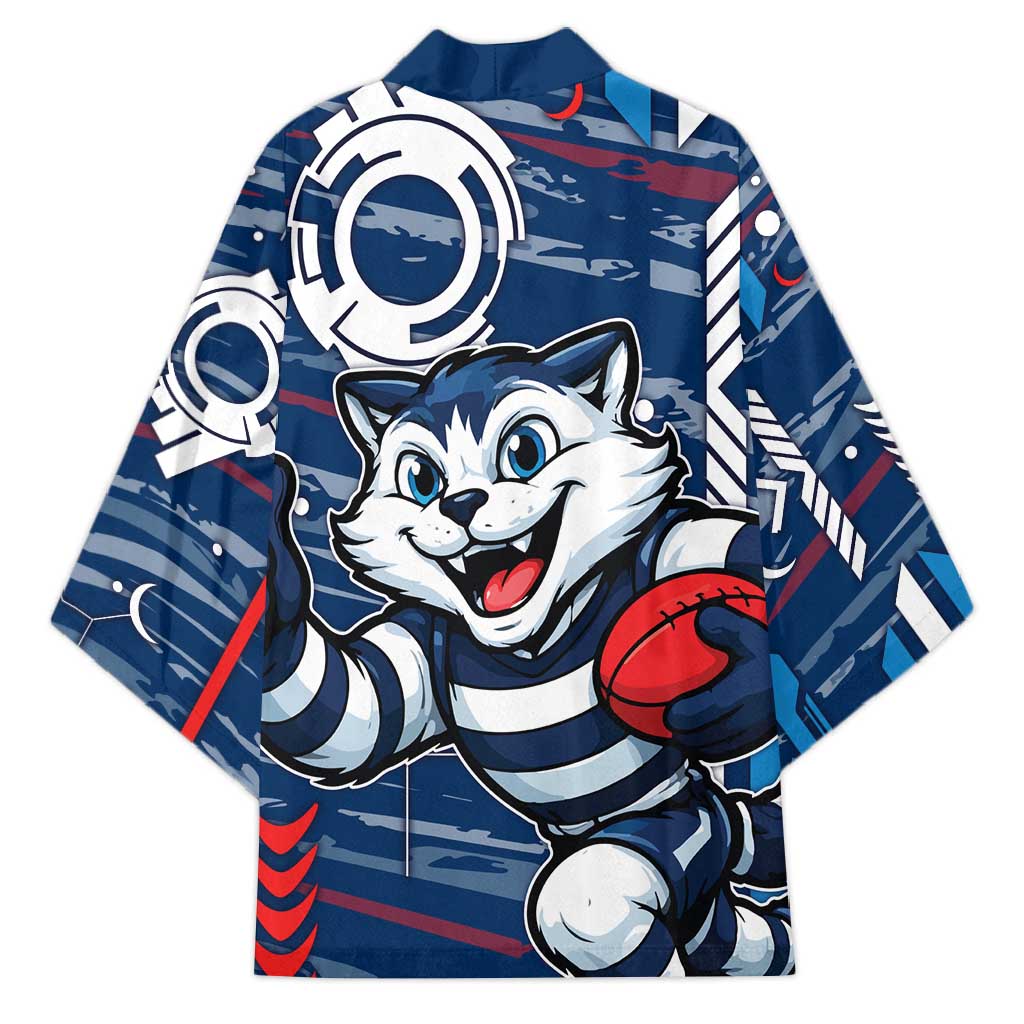 Geelong Cats Kimono Mascot Cartoon Football Illustration Style