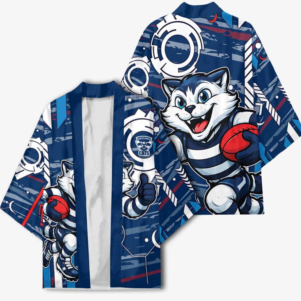 Geelong Cats Kimono Mascot Cartoon Football Illustration Style