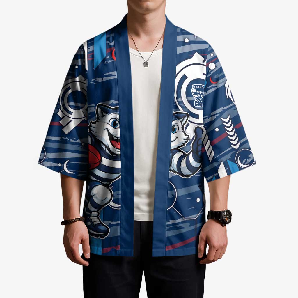 Geelong Cats Kimono Mascot Cartoon Football Illustration Style