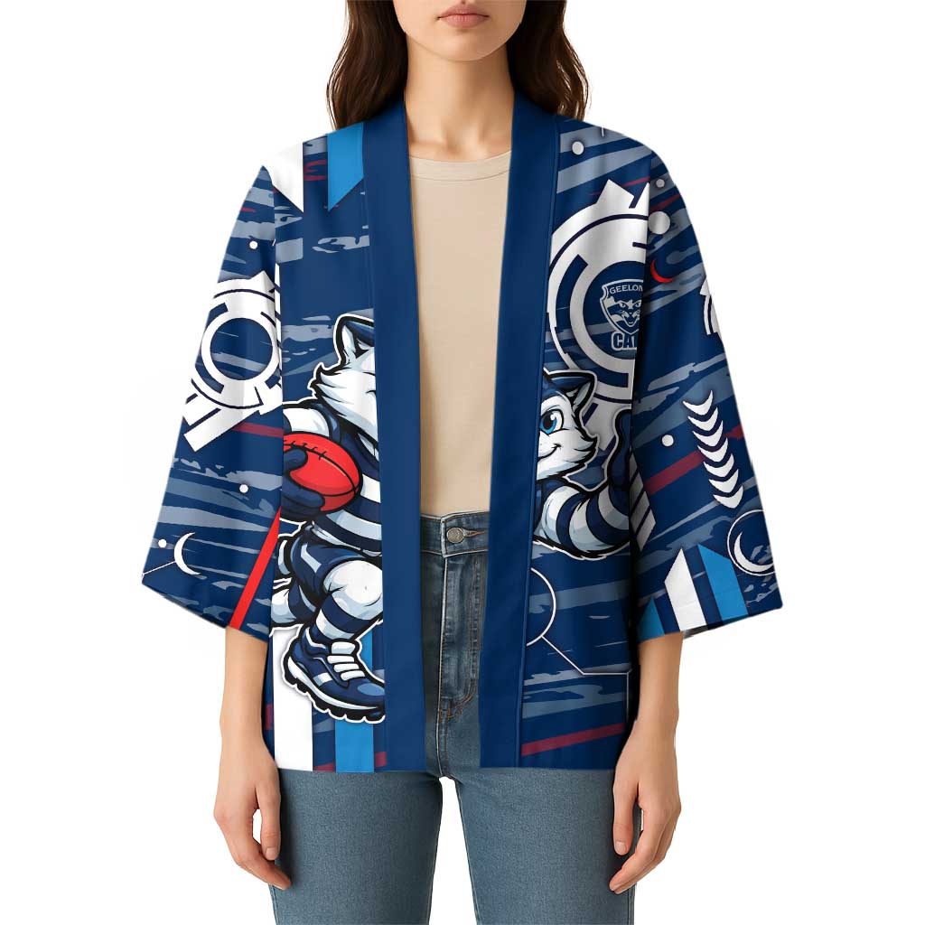 Geelong Cats Kimono Mascot Cartoon Football Illustration Style