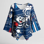 Geelong Cats Kimono Sleeve Blouse Mascot Cartoon Football Illustration Style