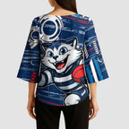 Geelong Cats Kimono Sleeve Blouse Mascot Cartoon Football Illustration Style