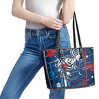 Geelong Cats Leather Tote Bag Mascot Cartoon Football Illustration Style
