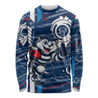 Geelong Cats Long Sleeve Shirt Mascot Cartoon Football Illustration Style