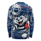 Geelong Cats Long Sleeve Shirt Mascot Cartoon Football Illustration Style