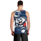 Geelong Cats Men Tank Top Mascot Cartoon Football Illustration Style