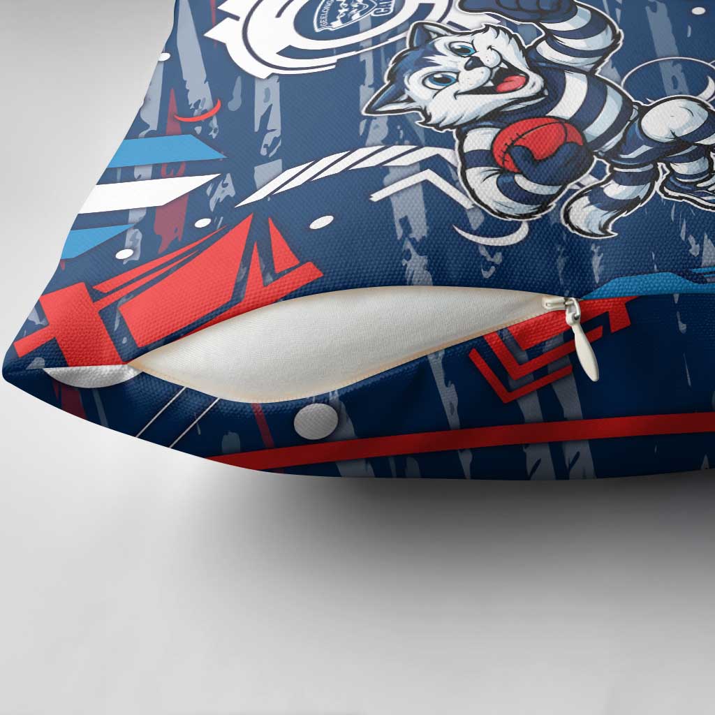 Geelong Cats Pillow Cover Mascot Cartoon Football Illustration Style