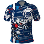 Geelong Cats Polo Shirt Mascot Cartoon Football Illustration Style