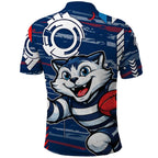 Geelong Cats Polo Shirt Mascot Cartoon Football Illustration Style