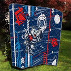 Geelong Cats Quilt Mascot Cartoon Football Illustration Style