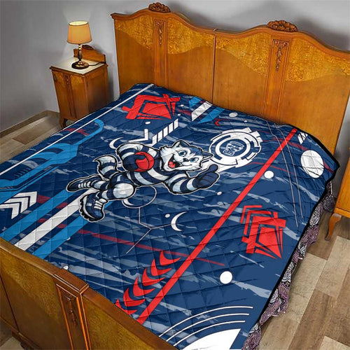 Geelong Cats Quilt Mascot Cartoon Football Illustration Style