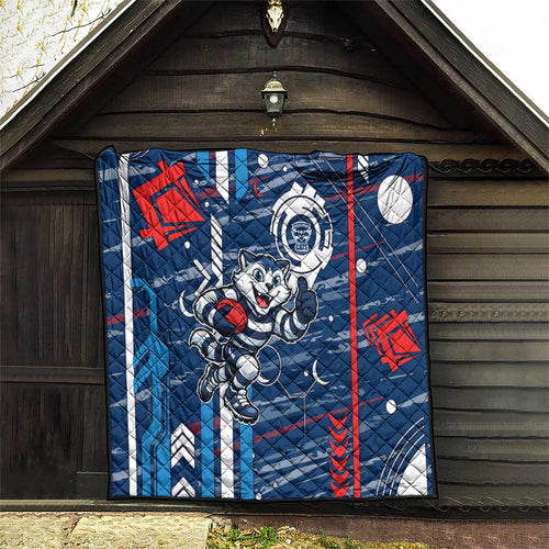 Geelong Cats Quilt Mascot Cartoon Football Illustration Style