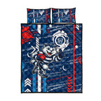 Geelong Cats Quilt Bed Set Mascot Cartoon Football Illustration Style