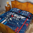 Geelong Cats Quilt Bed Set Mascot Cartoon Football Illustration Style
