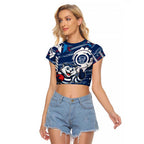 Geelong Cats Raglan Cropped T Shirt Mascot Cartoon Football Illustration Style