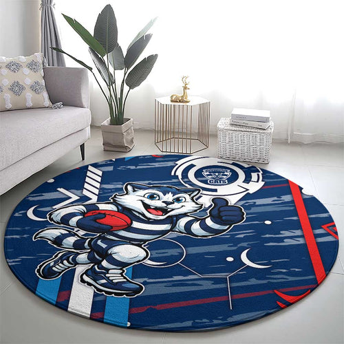Geelong Cats Round Carpet Mascot Cartoon Football Illustration Style