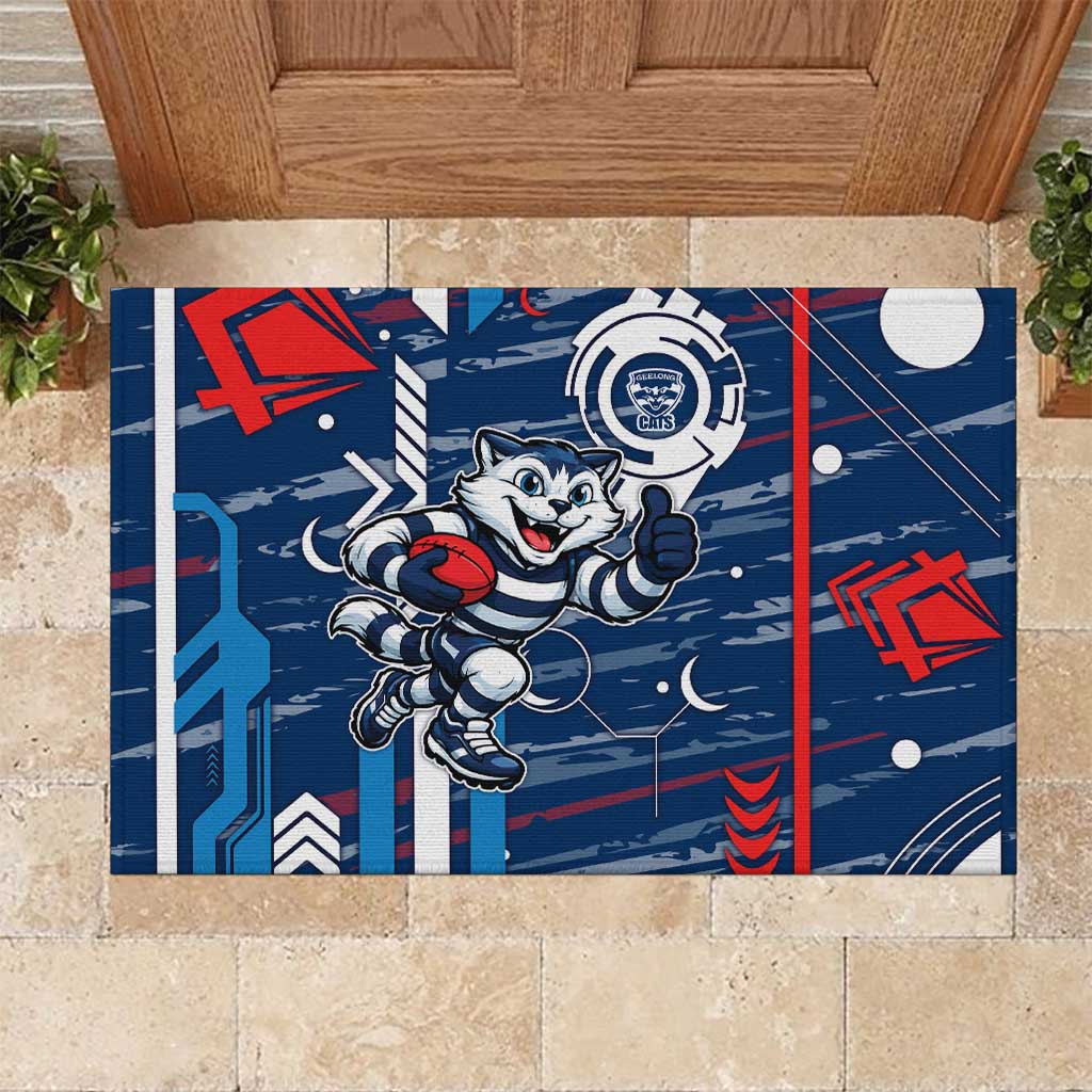 Geelong Cats Rubber Doormat Mascot Cartoon Football Illustration Style