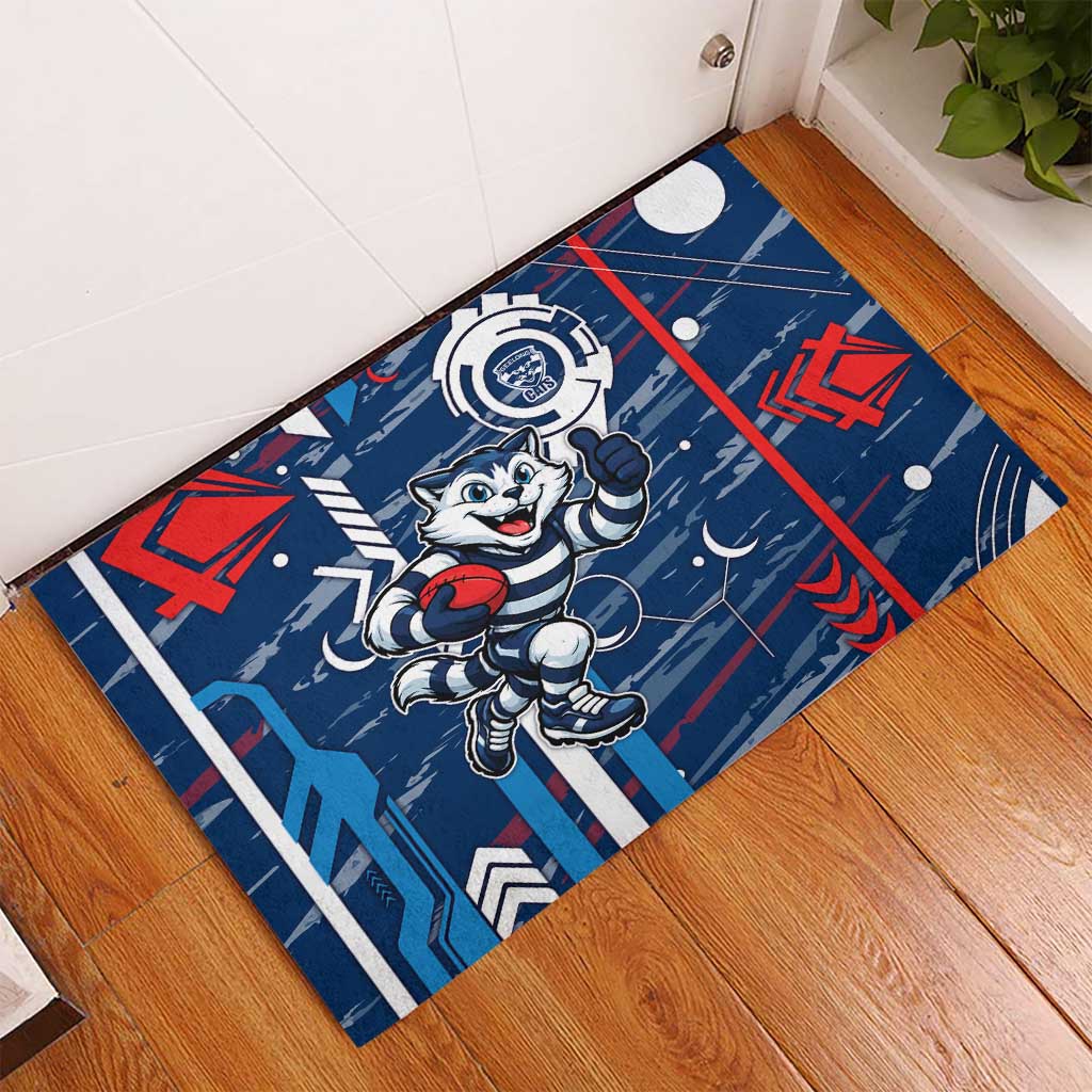 Geelong Cats Rubber Doormat Mascot Cartoon Football Illustration Style
