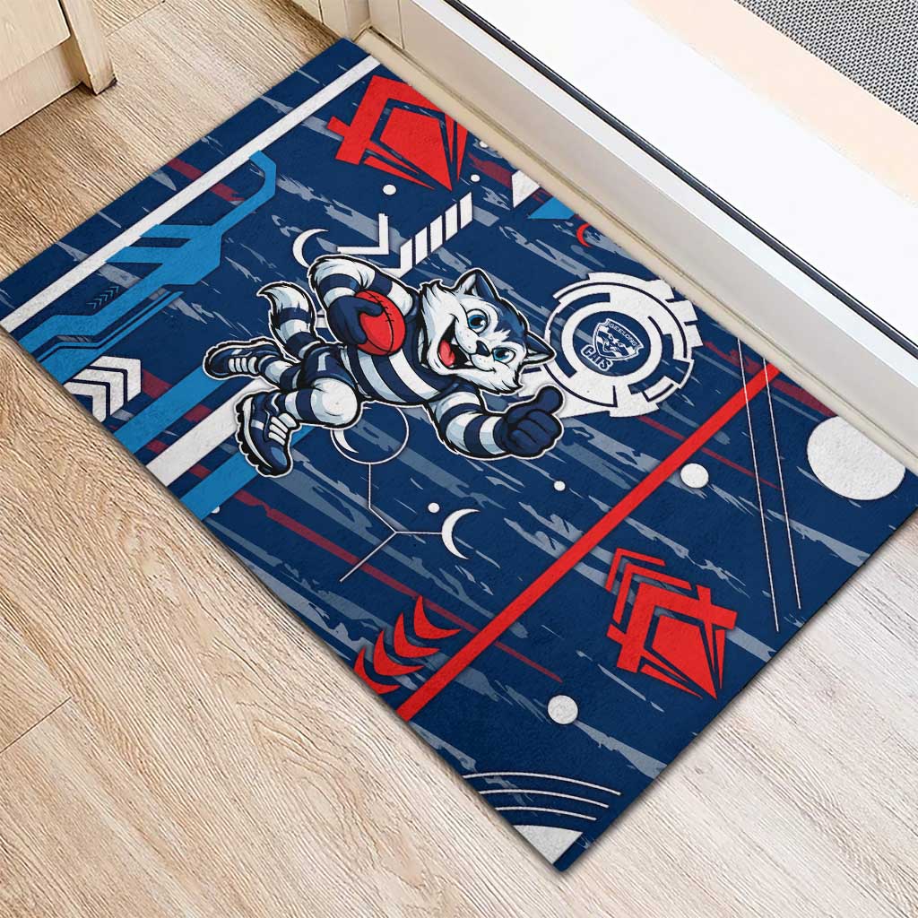 Geelong Cats Rubber Doormat Mascot Cartoon Football Illustration Style