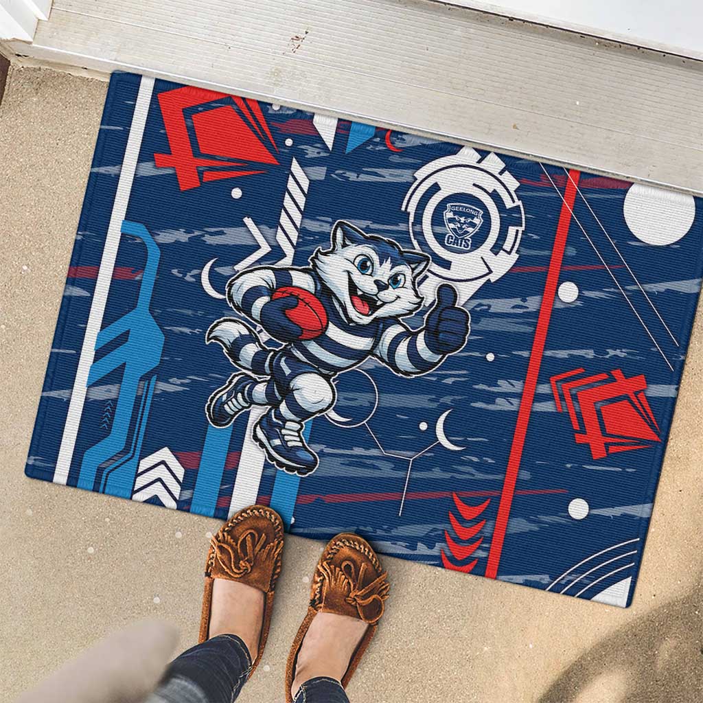 Geelong Cats Rubber Doormat Mascot Cartoon Football Illustration Style