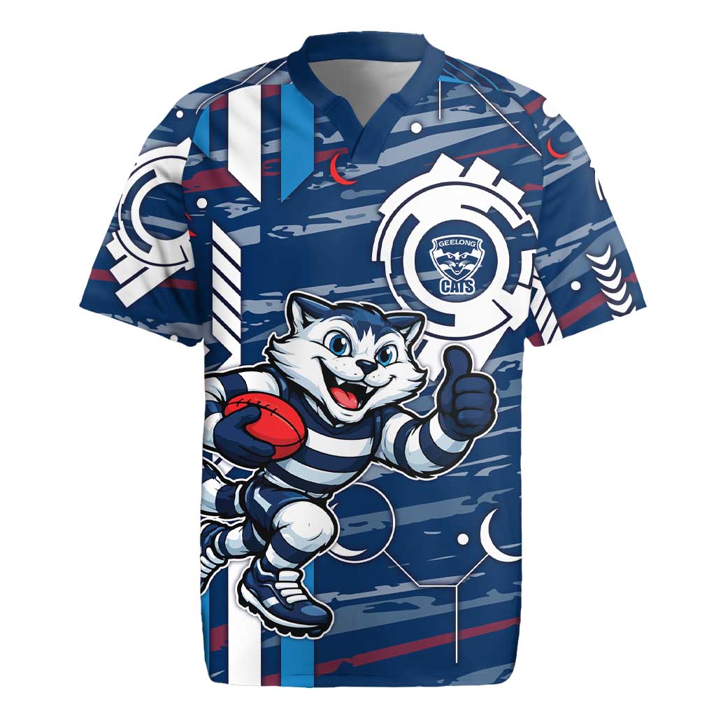 Geelong Cats Rugby Jersey Mascot Cartoon Football Illustration Style