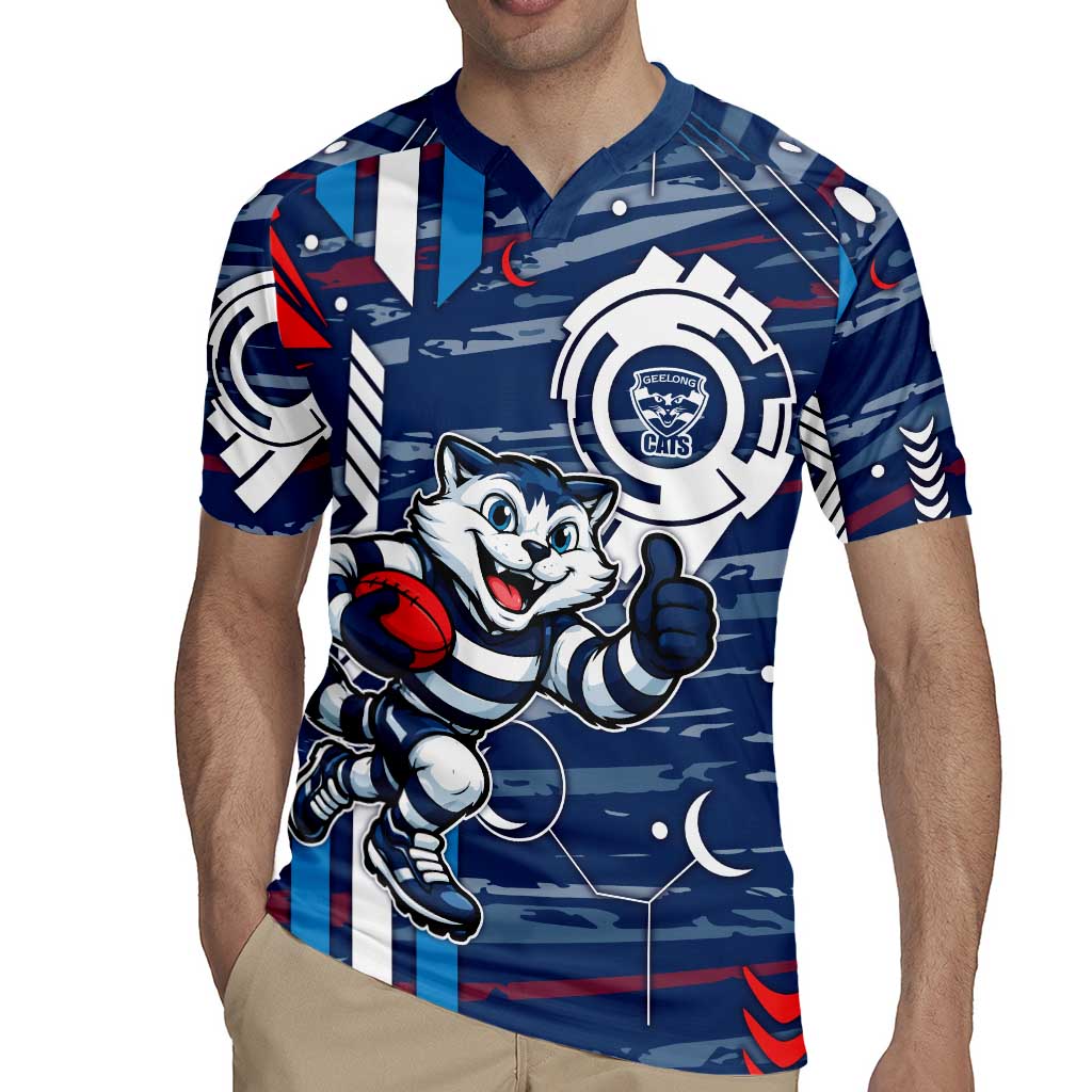 Geelong Cats Rugby Jersey Mascot Cartoon Football Illustration Style