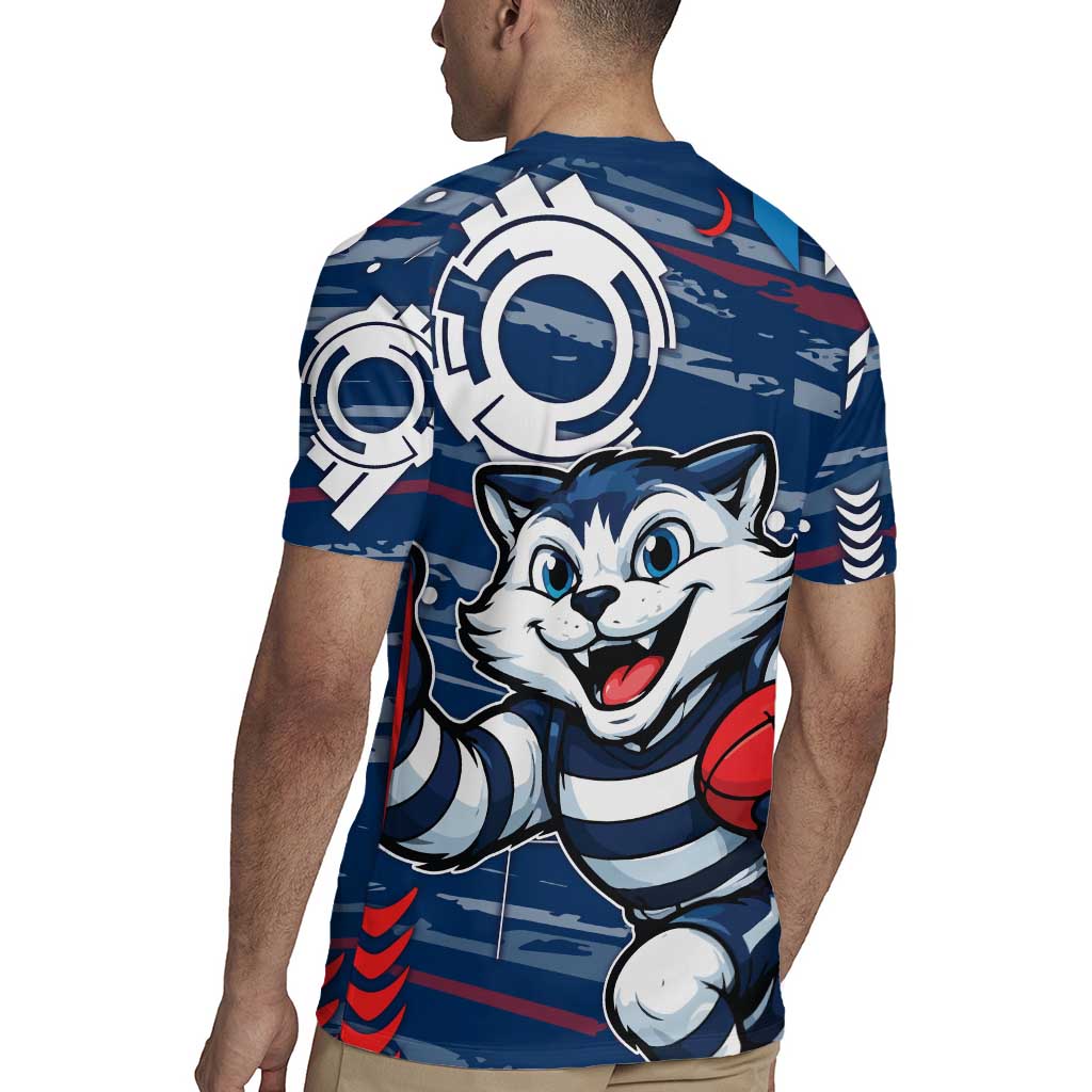 Geelong Cats Rugby Jersey Mascot Cartoon Football Illustration Style