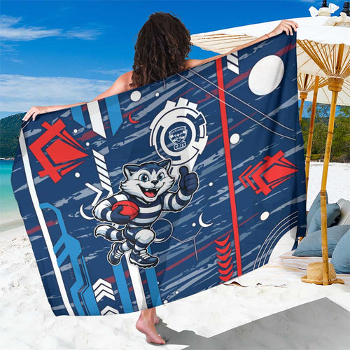 Geelong Cats Sarong Mascot Cartoon Football Illustration Style