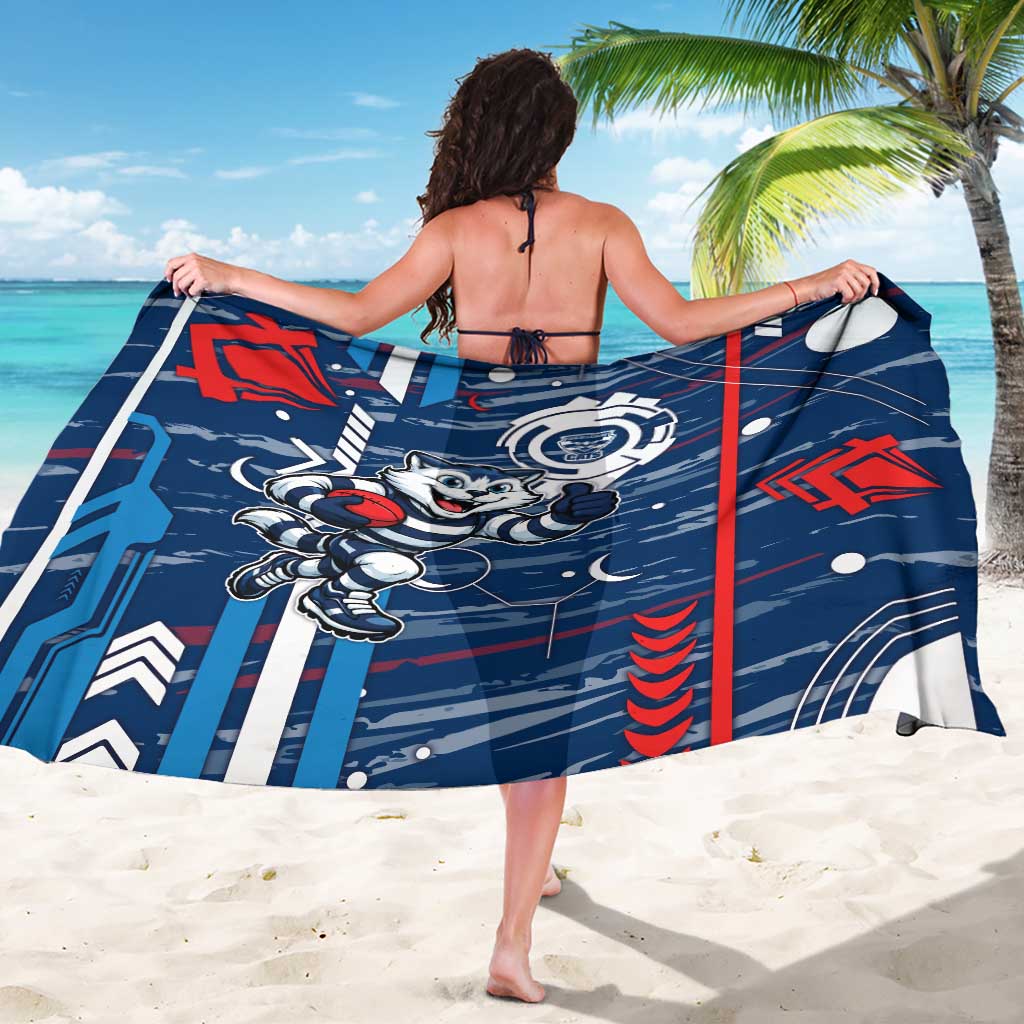 Geelong Cats Sarong Mascot Cartoon Football Illustration Style