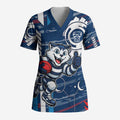 Geelong Cats Scrub Top Mascot Cartoon Football Illustration Style