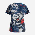 Geelong Cats Scrub Top Mascot Cartoon Football Illustration Style