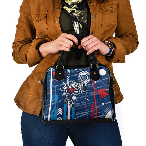 Geelong Cats Shoulder Handbag Mascot Cartoon Football Illustration Style