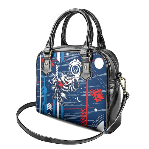 Geelong Cats Shoulder Handbag Mascot Cartoon Football Illustration Style
