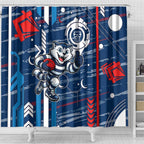 Geelong Cats Shower Curtain Mascot Cartoon Football Illustration Style