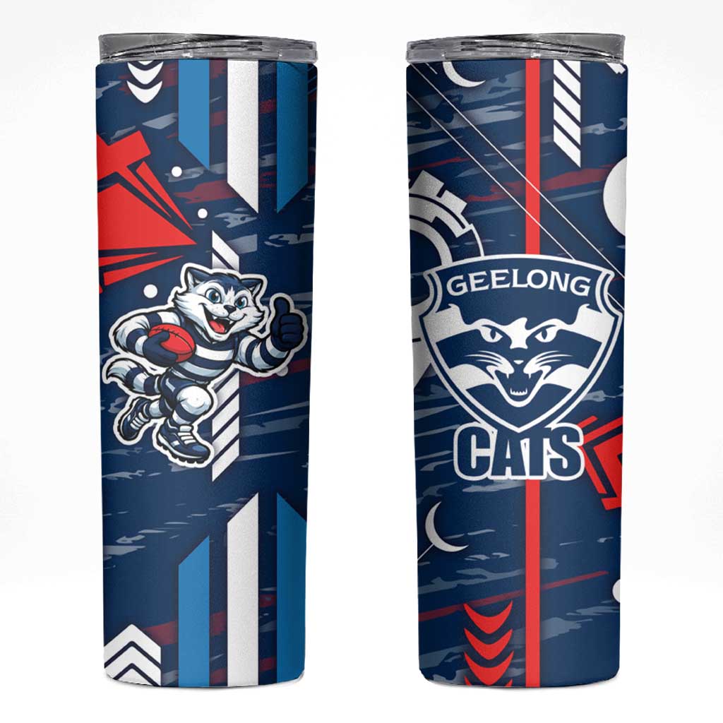 Geelong Cats Skinny Tumbler Mascot Cartoon Football Illustration Style