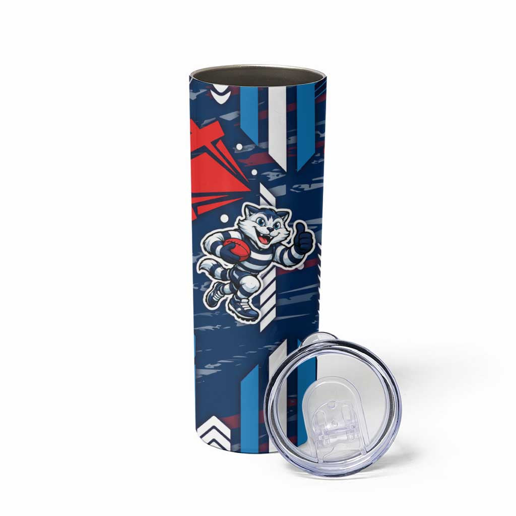 Geelong Cats Skinny Tumbler Mascot Cartoon Football Illustration Style