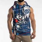 Geelong Cats Sleeveless Hoodie Mascot Cartoon Football Illustration Style
