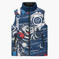 Geelong Cats Sleeveless Puffer Jacket Mascot Cartoon Football Illustration Style