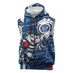 Geelong Cats Sleeveless Zip Hoodie Mascot Cartoon Football Illustration Style