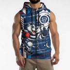 Geelong Cats Sleeveless Zip Hoodie Mascot Cartoon Football Illustration Style