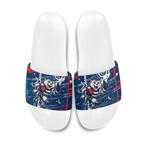 Geelong Cats Slide Sandals Mascot Cartoon Football Illustration Style
