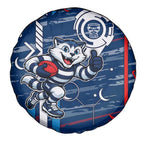 Geelong Cats Spare Tire Cover Mascot Cartoon Football Illustration Style