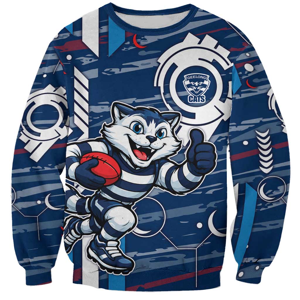 Geelong Cats Sweatshirt Mascot Cartoon Football Illustration Style