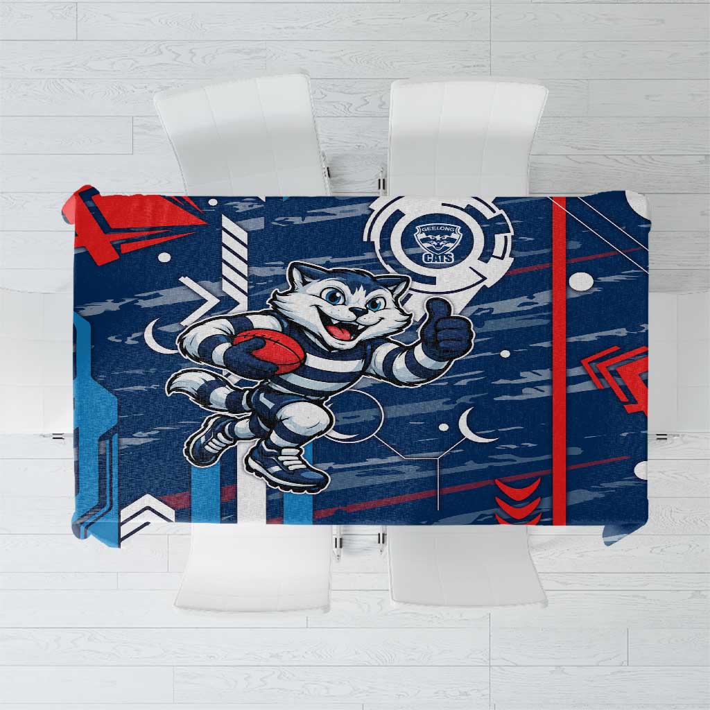 Geelong Cats Tablecloth Mascot Cartoon Football Illustration Style
