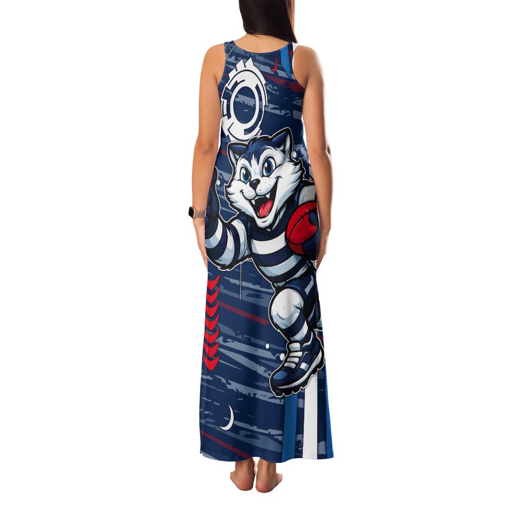 Geelong Cats Tank Maxi Dress Mascot Cartoon Football Illustration Style