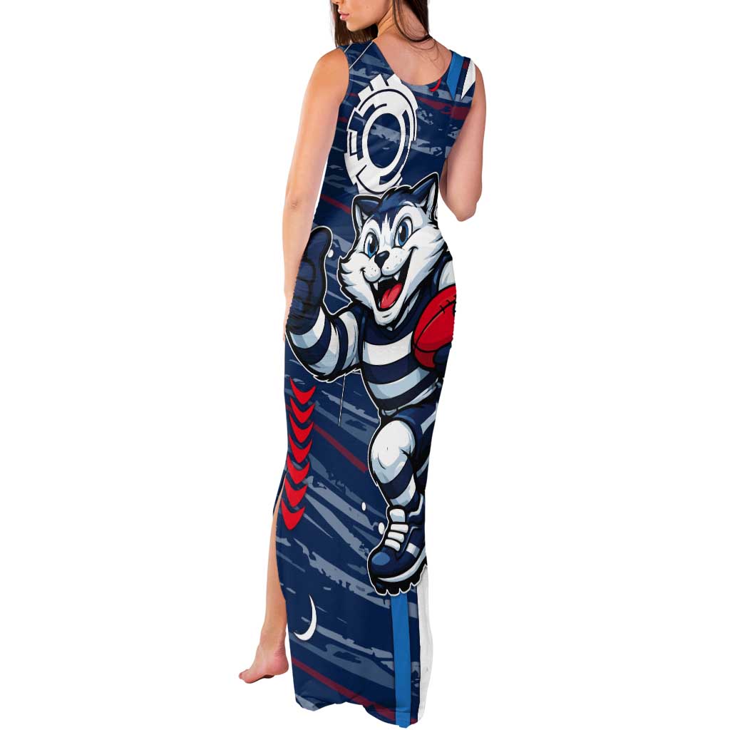 Geelong Cats Tank Maxi Dress Mascot Cartoon Football Illustration Style