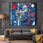 Geelong Cats Tapestry Mascot Cartoon Football Illustration Style