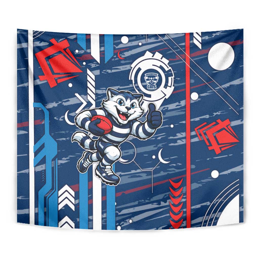 Geelong Cats Tapestry Mascot Cartoon Football Illustration Style