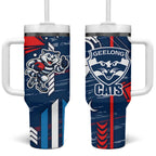 Geelong Cats Tumbler With Handle Mascot Cartoon Football Illustration Style